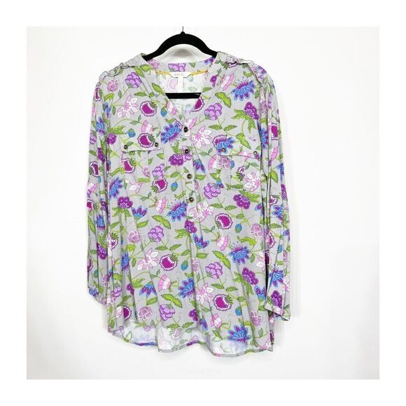 Matilda Jane Shirt Womens Large THINKING OUT LOUD Long Sleeve Floral Blouse - Picture 2 of 8